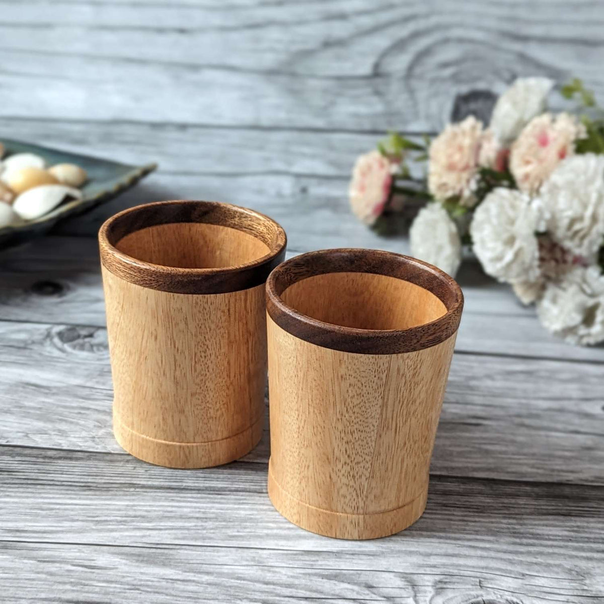 Wooden Whiskey Glasses Set, Handmade Scotch Glass Set