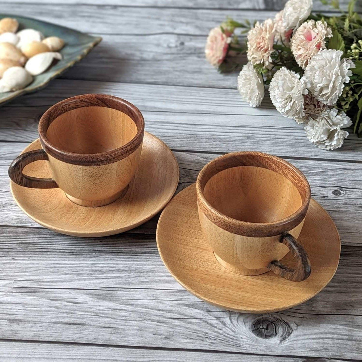 Wooden Tea Cup &amp; Saucer Set | Birthday Gift Set For Tea Lovers
