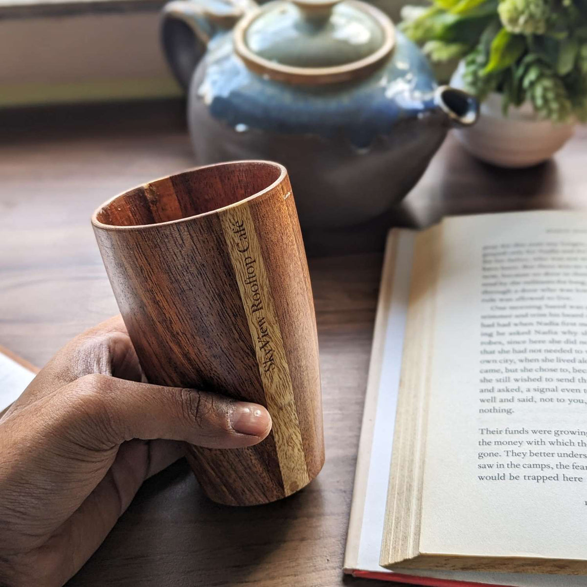 Personalized Wooden Tall Drinking Glass(10 oz/300ml) | Birthday Gift For Coffee Lover