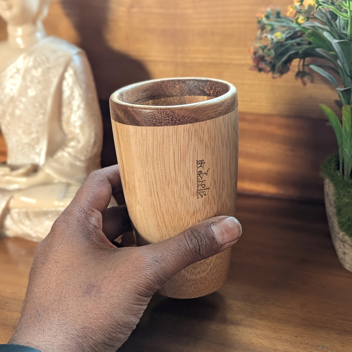 Tall Drinking Water Glasses, Handmade Wooden, 10 oz/300ml