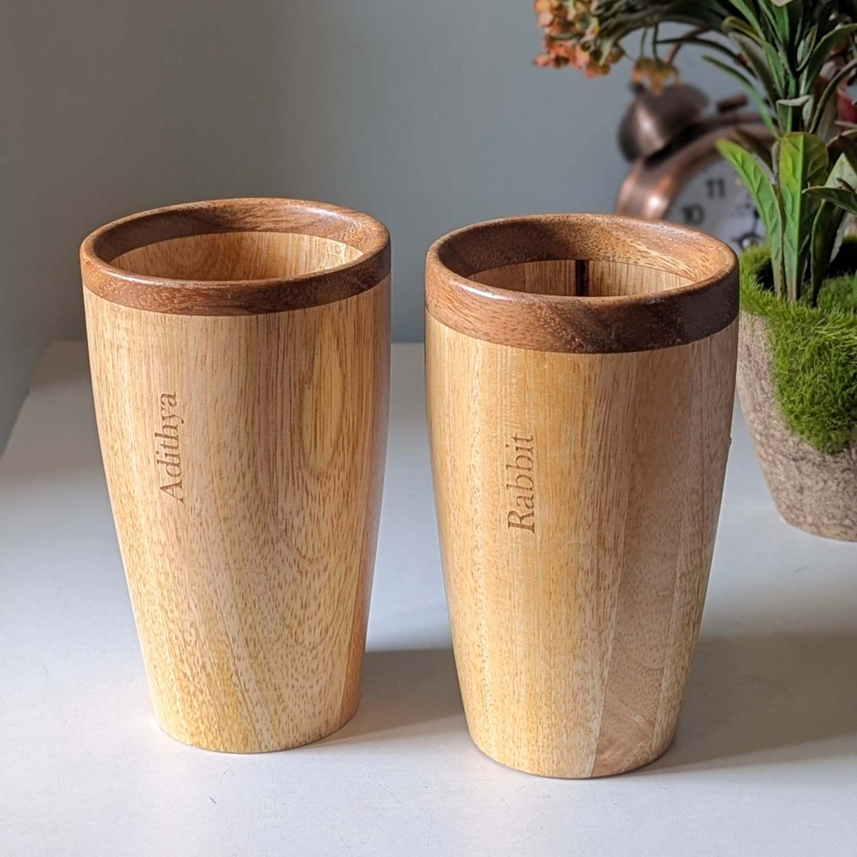 Tall Drinking Water Glasses, Handmade Wooden, 10 oz/300ml