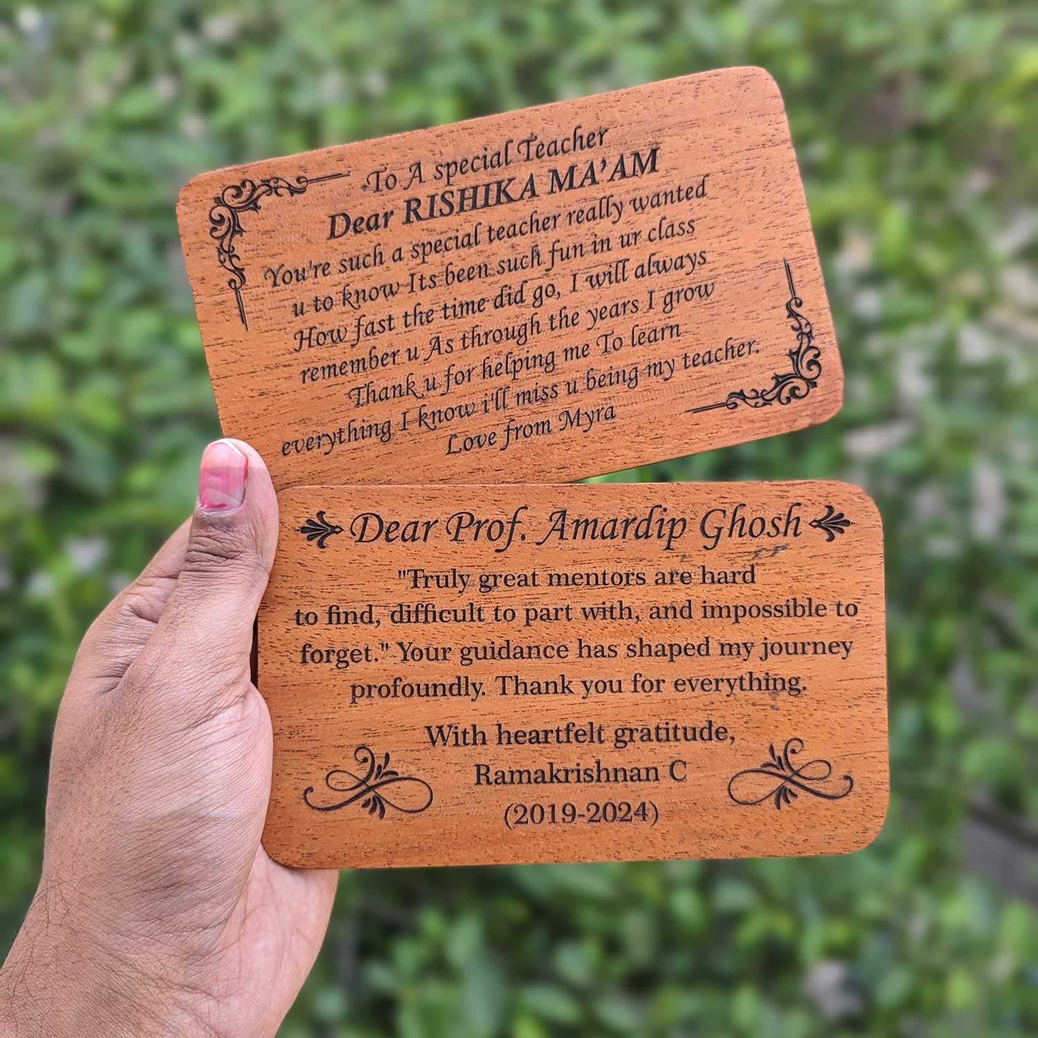 Wooden Cards for Teachers : Set of Custom Greeting Cards for Teachers