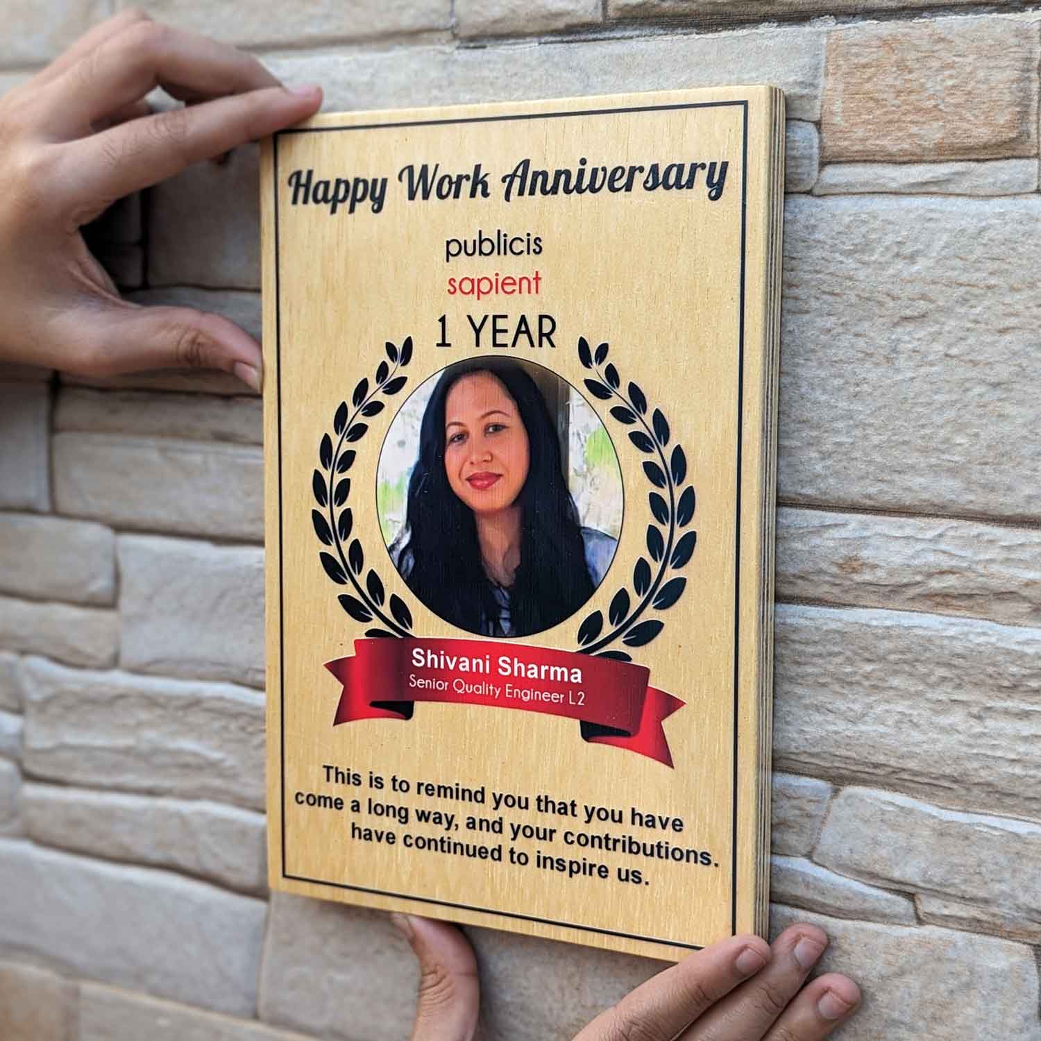 Personalized Wooden Work Anniversary Frame | Eco-Friendly Customized Corporate Gifts