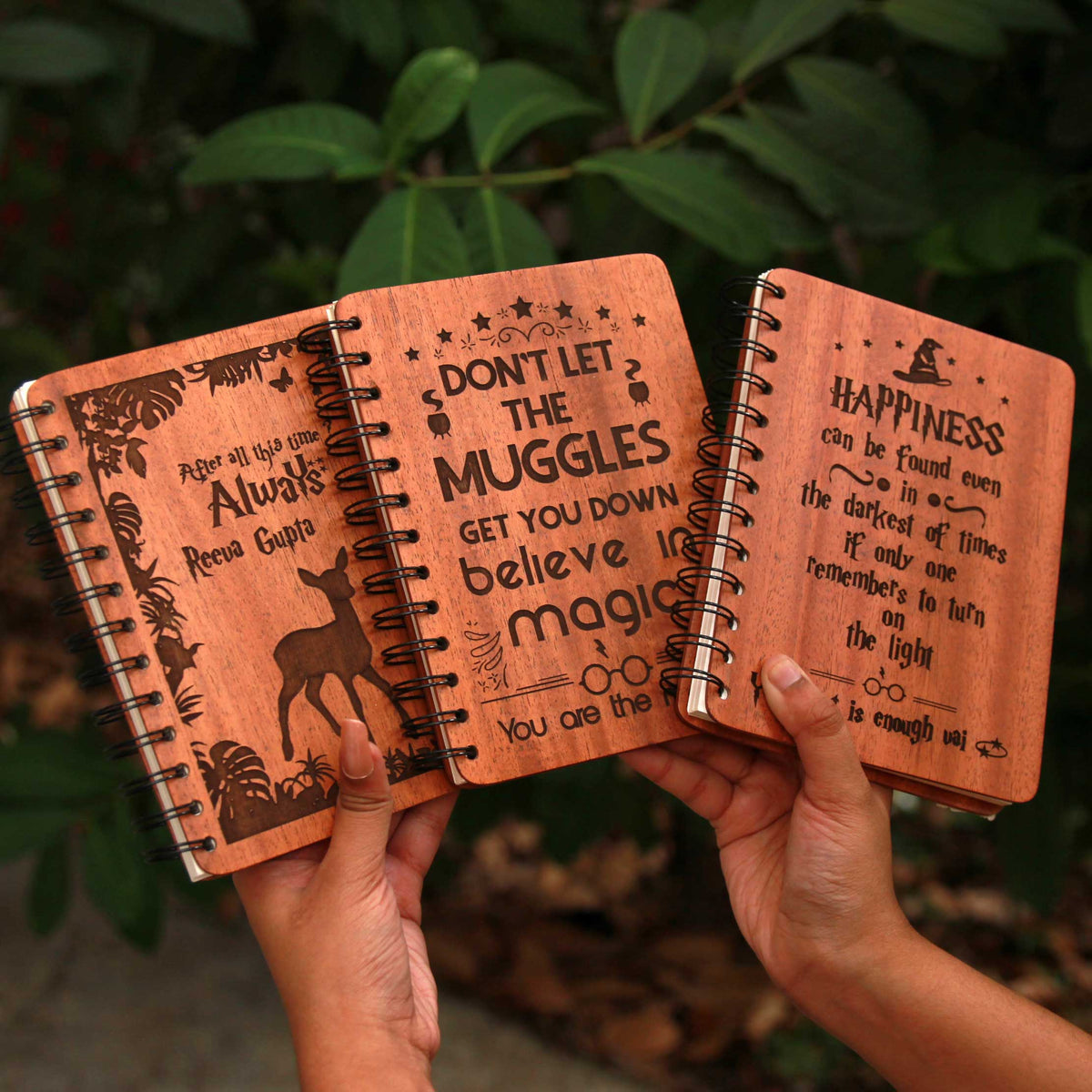 Harry Potter Gifts Harry Potter Wooden Notebook Set Of 3 Woodgeekstore harry-potter-gifts-harry-potter-wooden-notebook-set-of-3-woodgeekstore