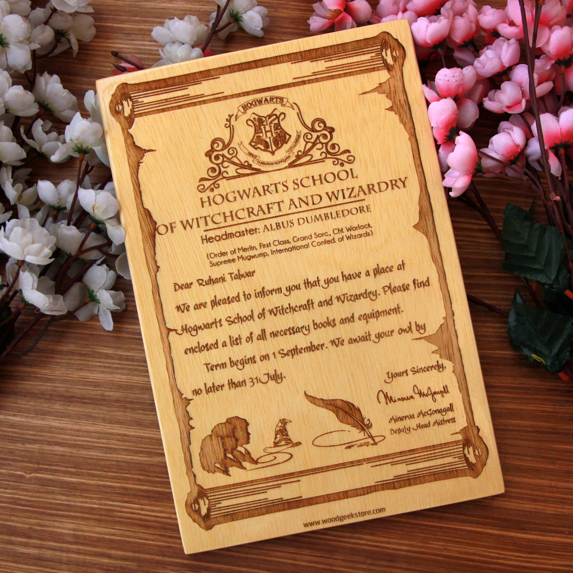 Harry Potter: Carved Wooden Hogwarts Acceptance Letter