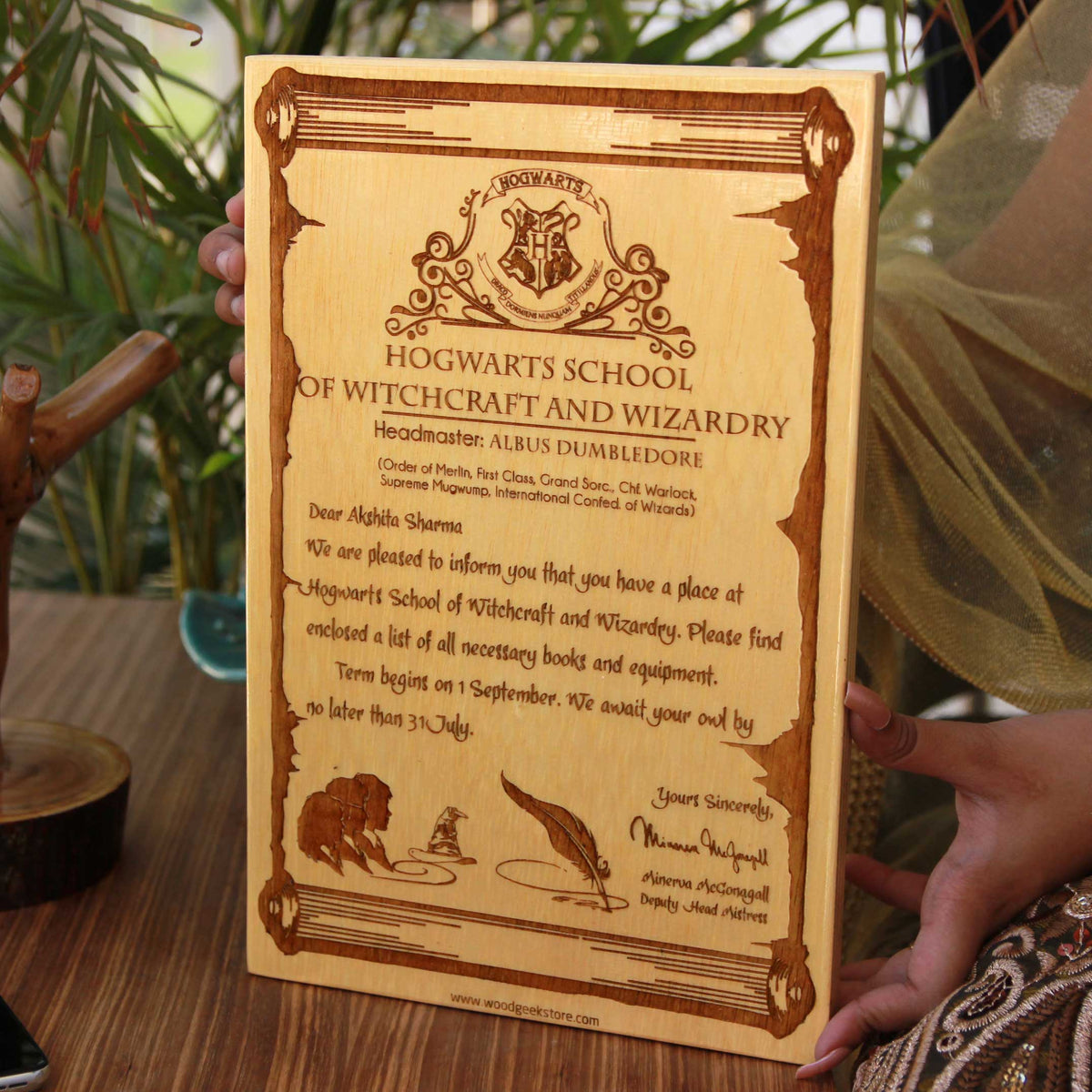 Harry Potter: Carved Wooden Hogwarts Acceptance Letter