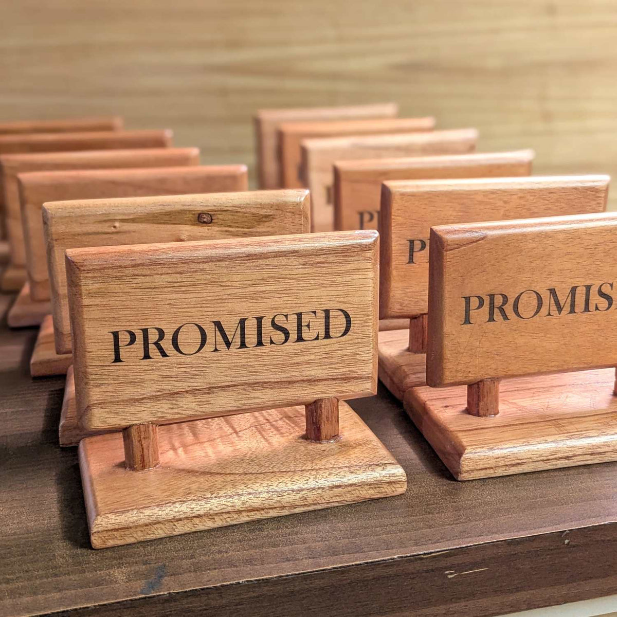 Custom Rectangular Wooden Reserved Sign | Engraved Table Tent for HORECA