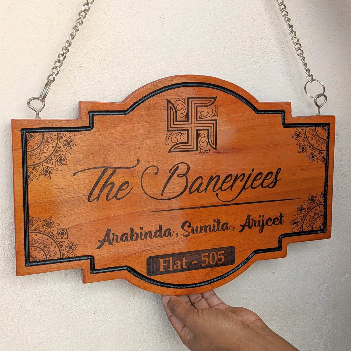 Auspicious Name Boards For House - Hanging Wooden Sign