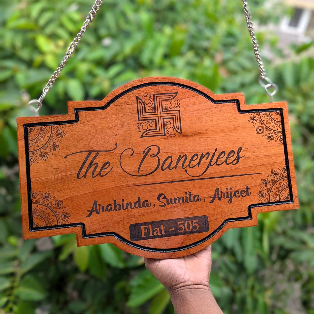 Auspicious Name Boards For House - Hanging Wooden Sign