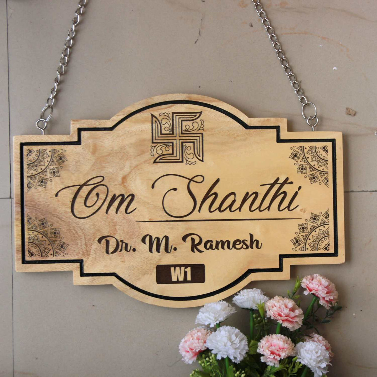 Auspicious Name Boards For House - Hanging Wooden Sign