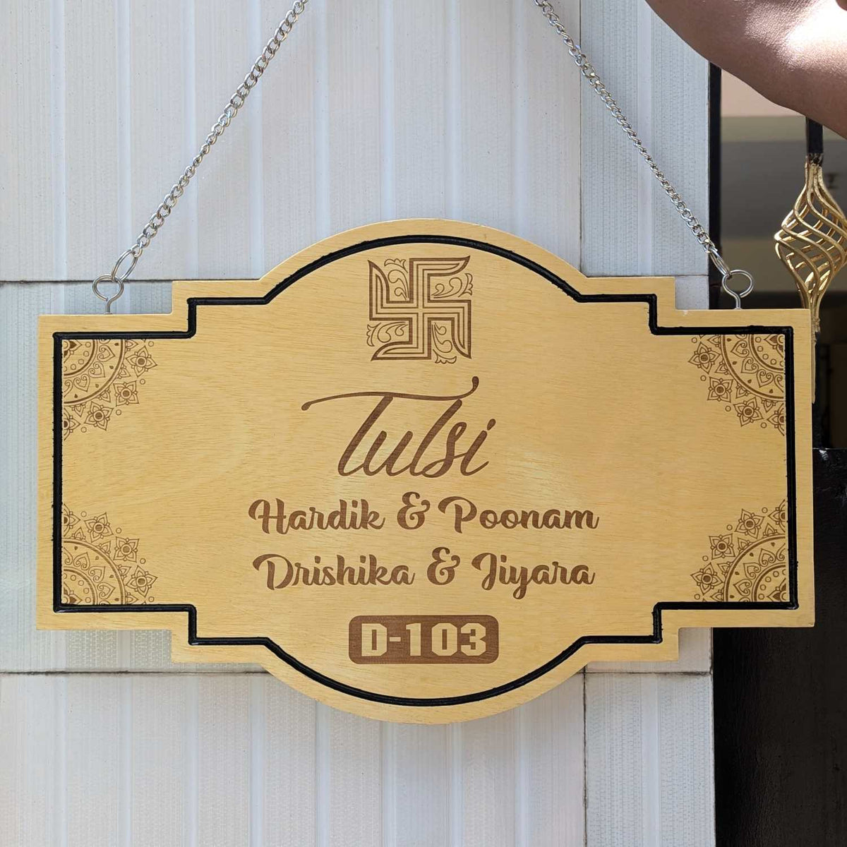 Auspicious Name Boards For House - Hanging Wooden Sign