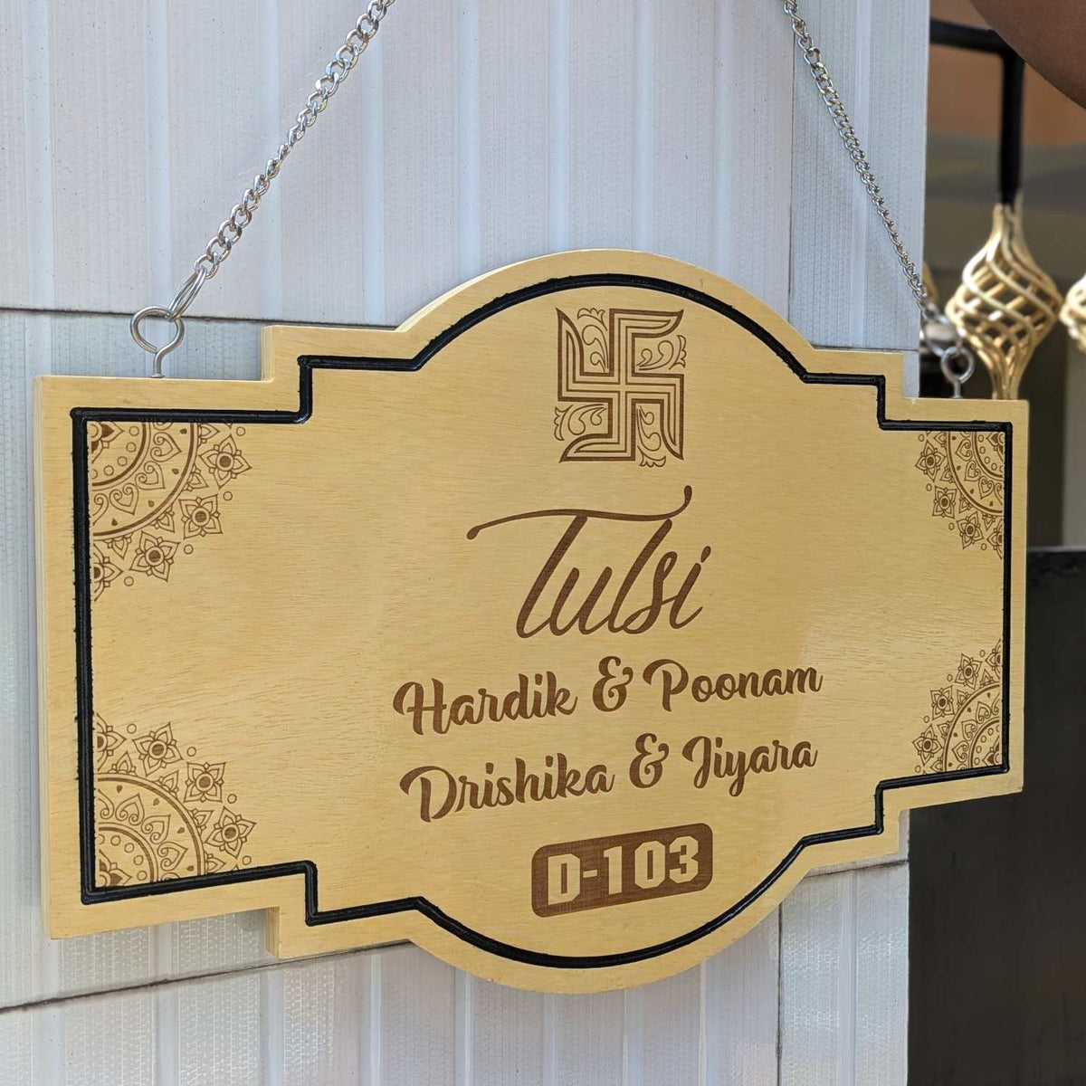 Auspicious Name Boards For House - Hanging Wooden Sign