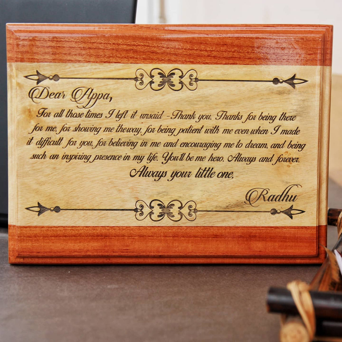 Personalized Thank You Letter To Dad Engraved In Wood