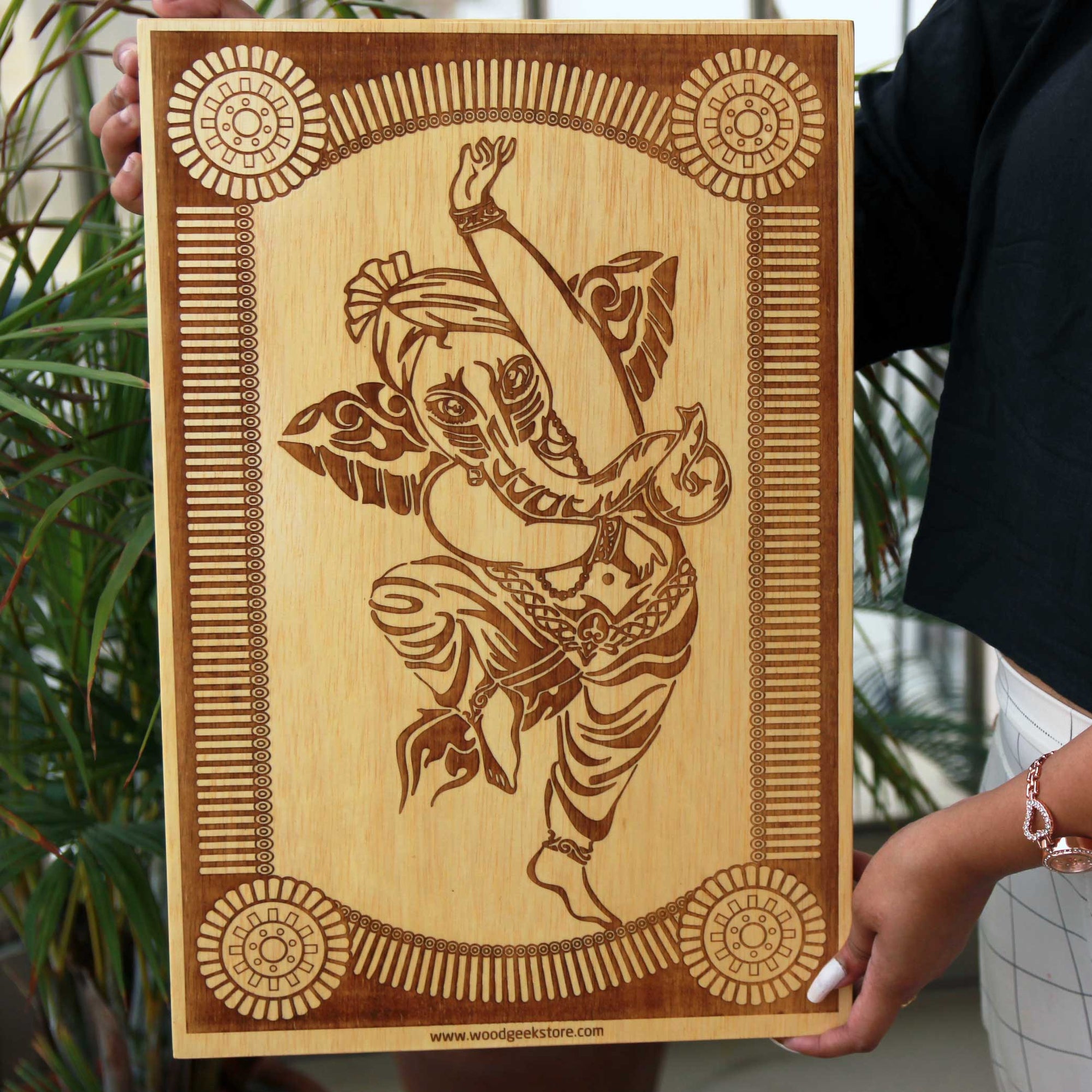 The Dancing Ganesha Carved Wooden Poster