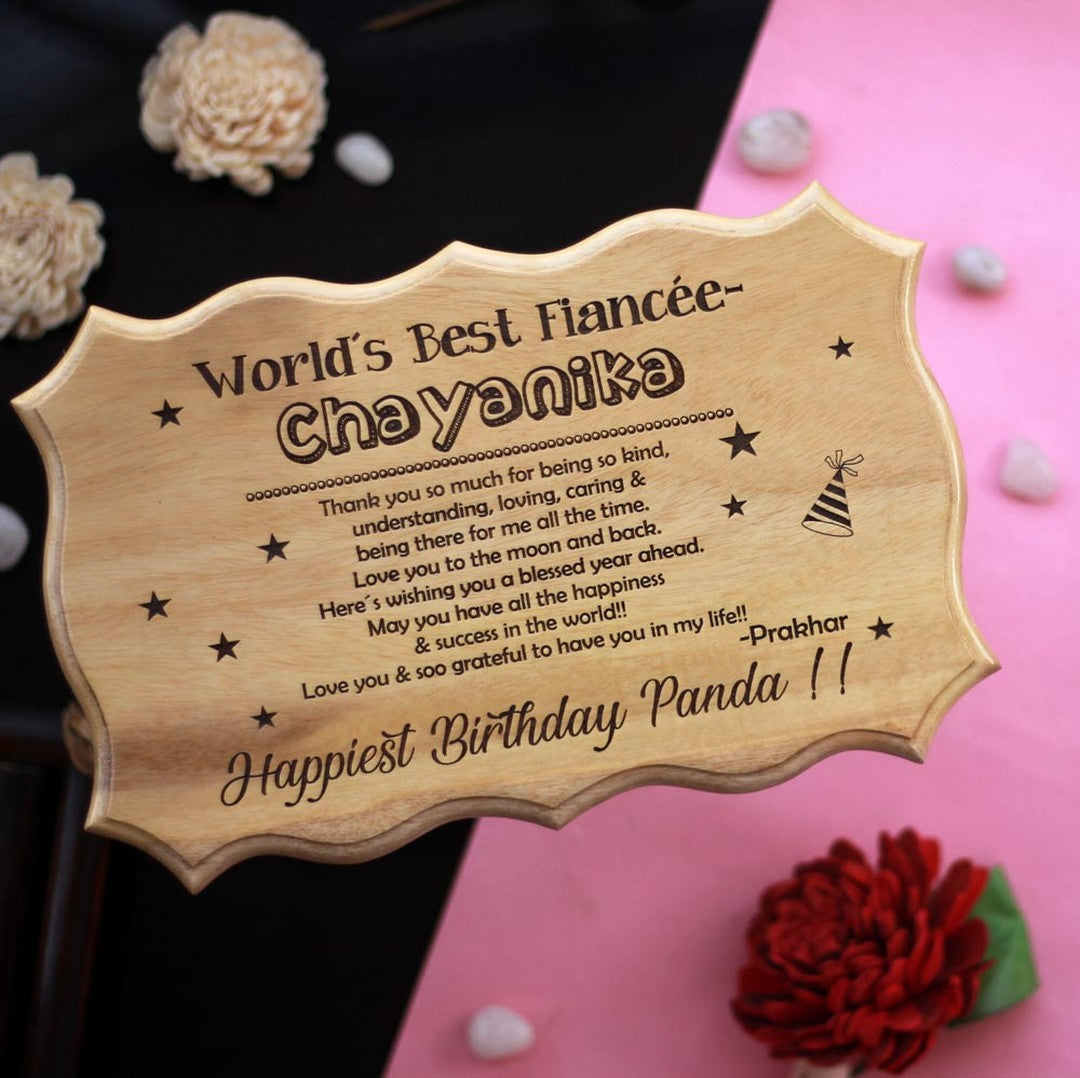 World's Best Fiancé Photo Engraved Wooden Certificate