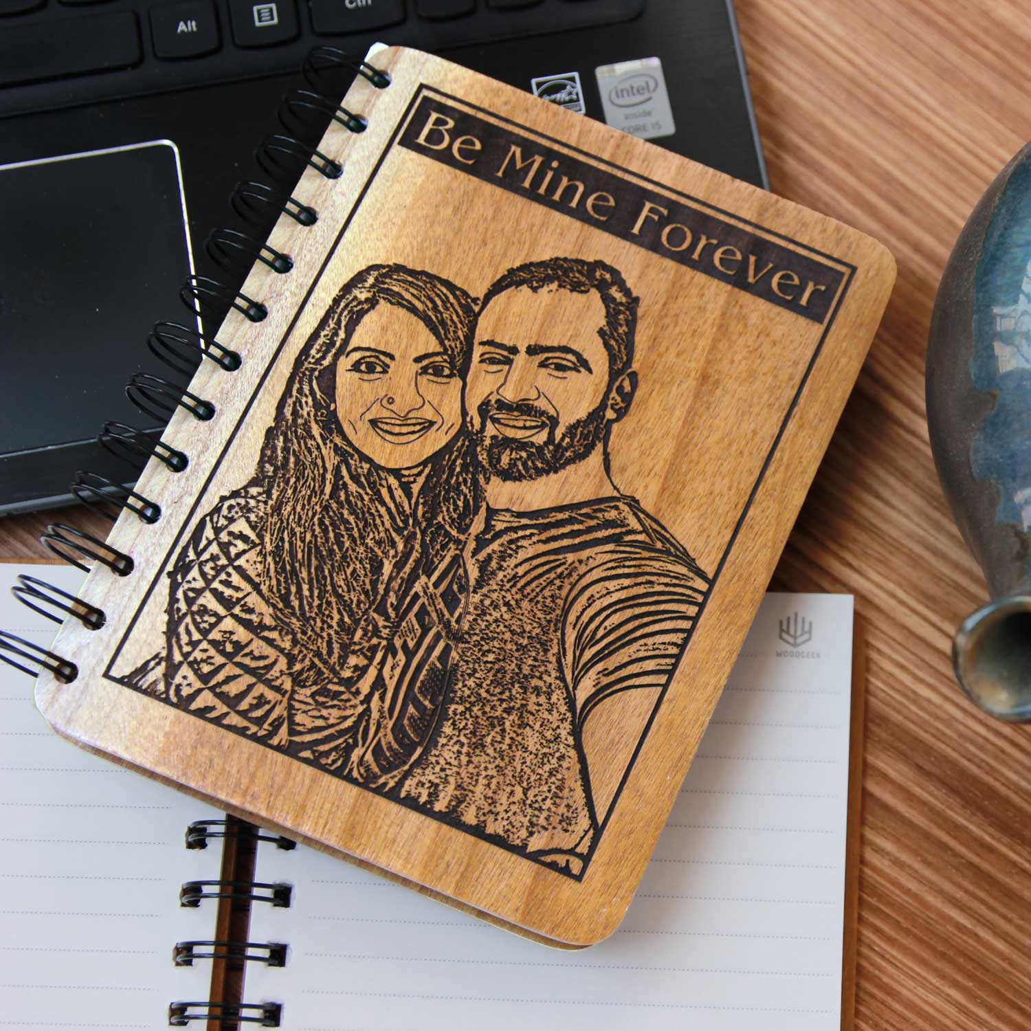 You Are Mine Forever – Personalized Wooden Love Diary with Engraved Photo