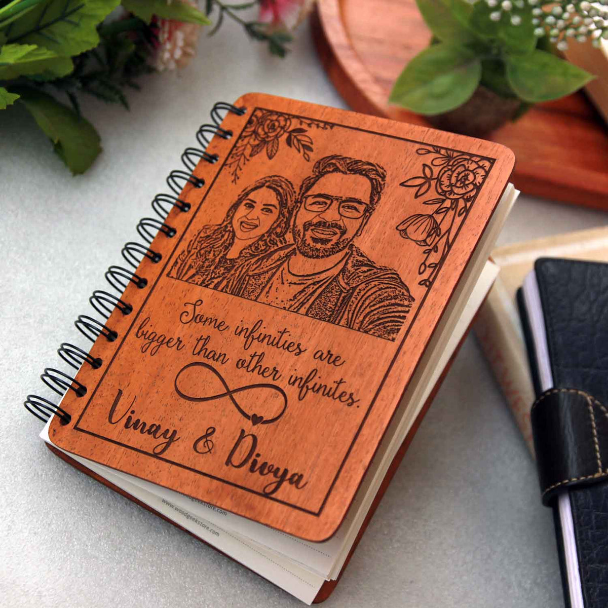 Happy Anniversary – Personalized Wooden Diary with Engraved Photo &amp; Message