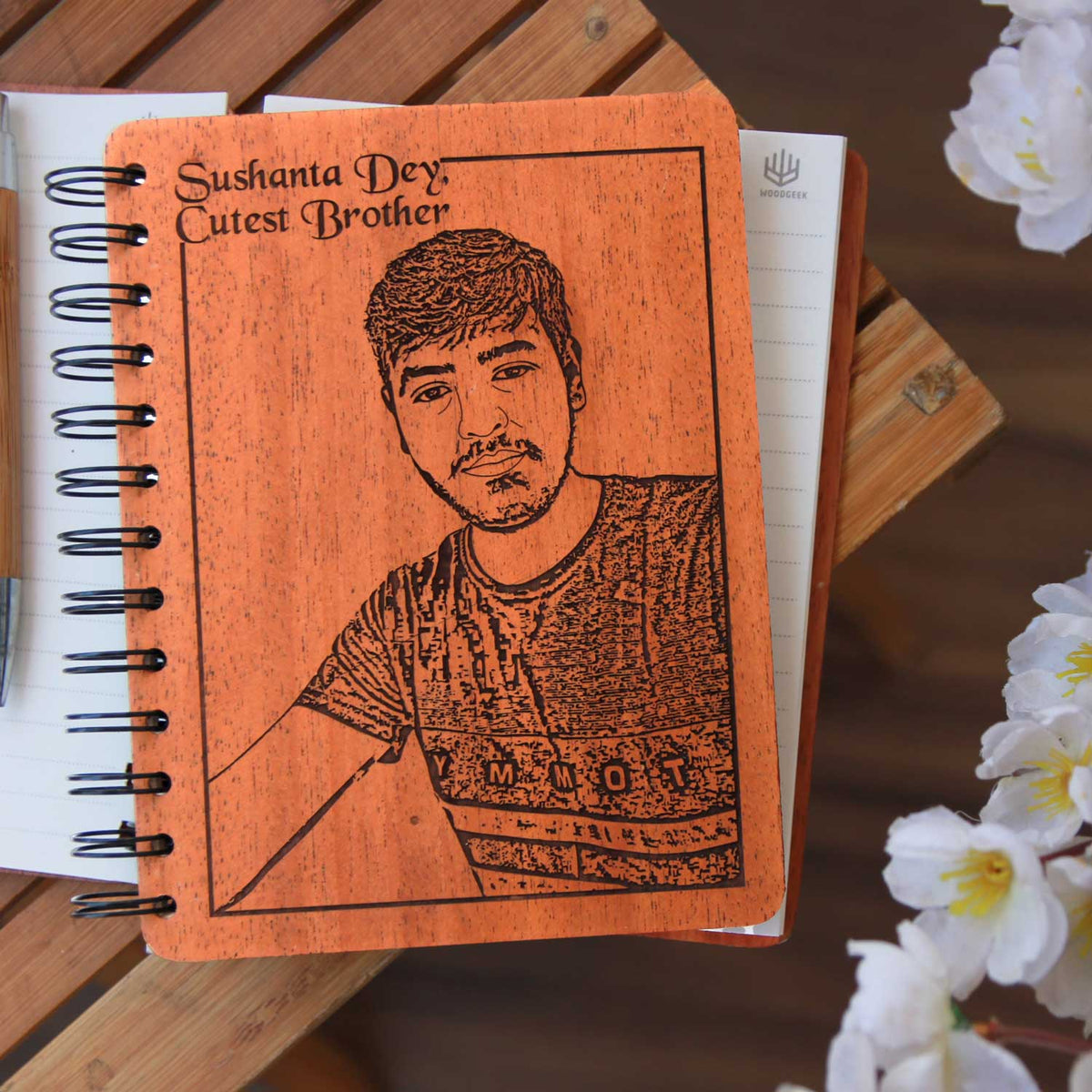 Cutest Brother Personalized Wooden Notebook | Custom Engraved Wooden Diary