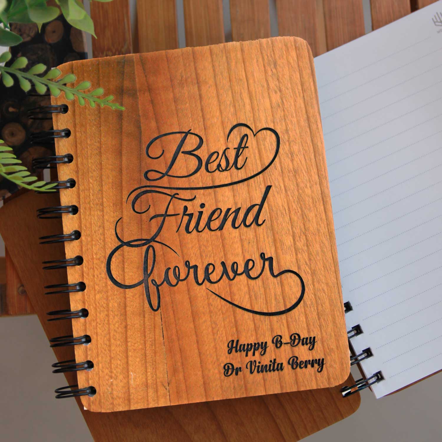 Friendship Notebook & Journal: Best Friends Forever - wooden
