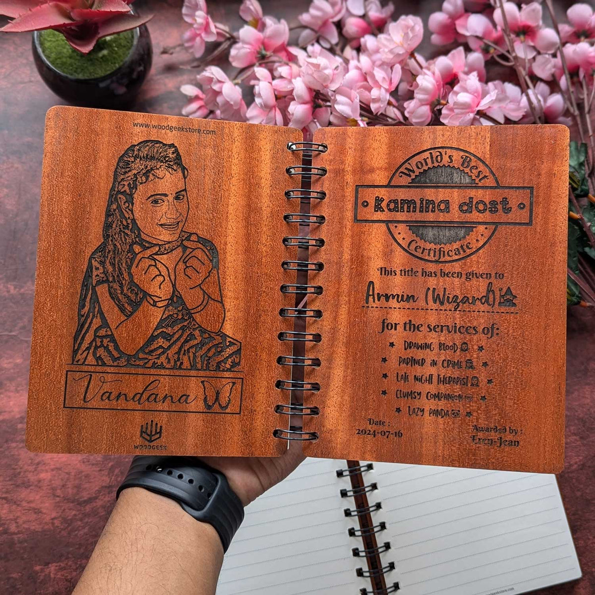 World&#39;s Best Kamina Dost - Funny Personalized Wooden Notebook For Friends