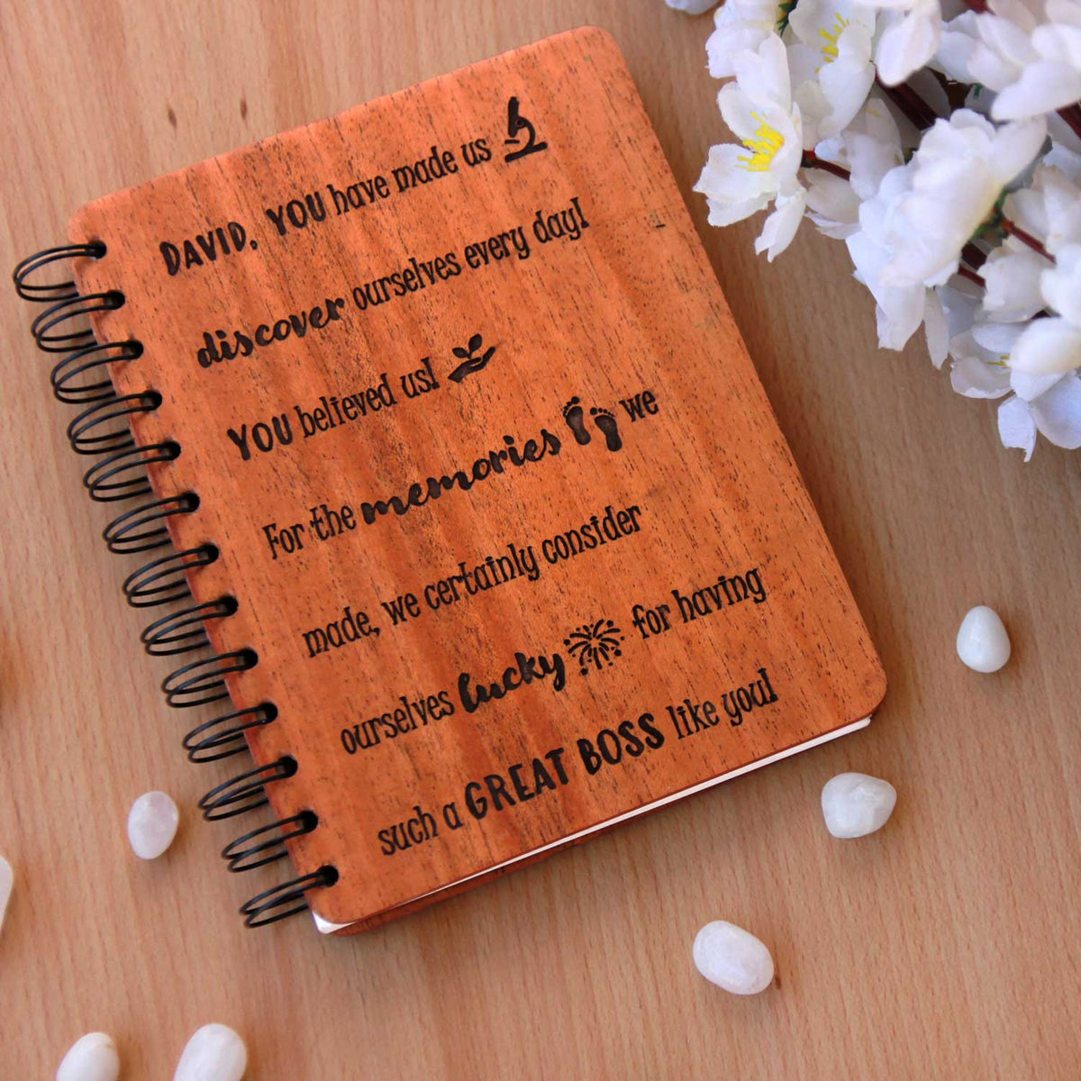 Personalized Wooden Diary for Mentors, Bosses &amp; Colleagues | Thoughtful Farewell &amp; Appreciation Gift