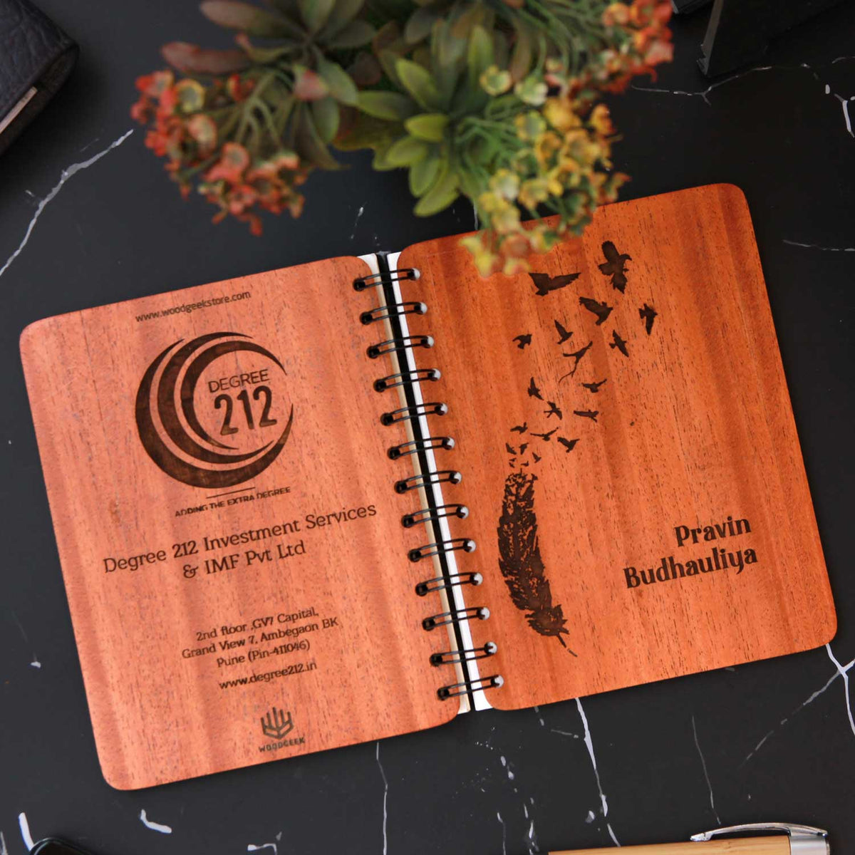 Birds of a Feather - Personalized Wooden Notebook