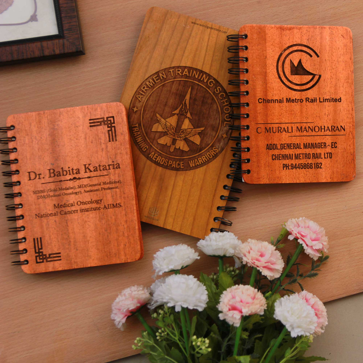 Executive Essentials: Personalized Wooden Diary &amp; Pen Stand Set