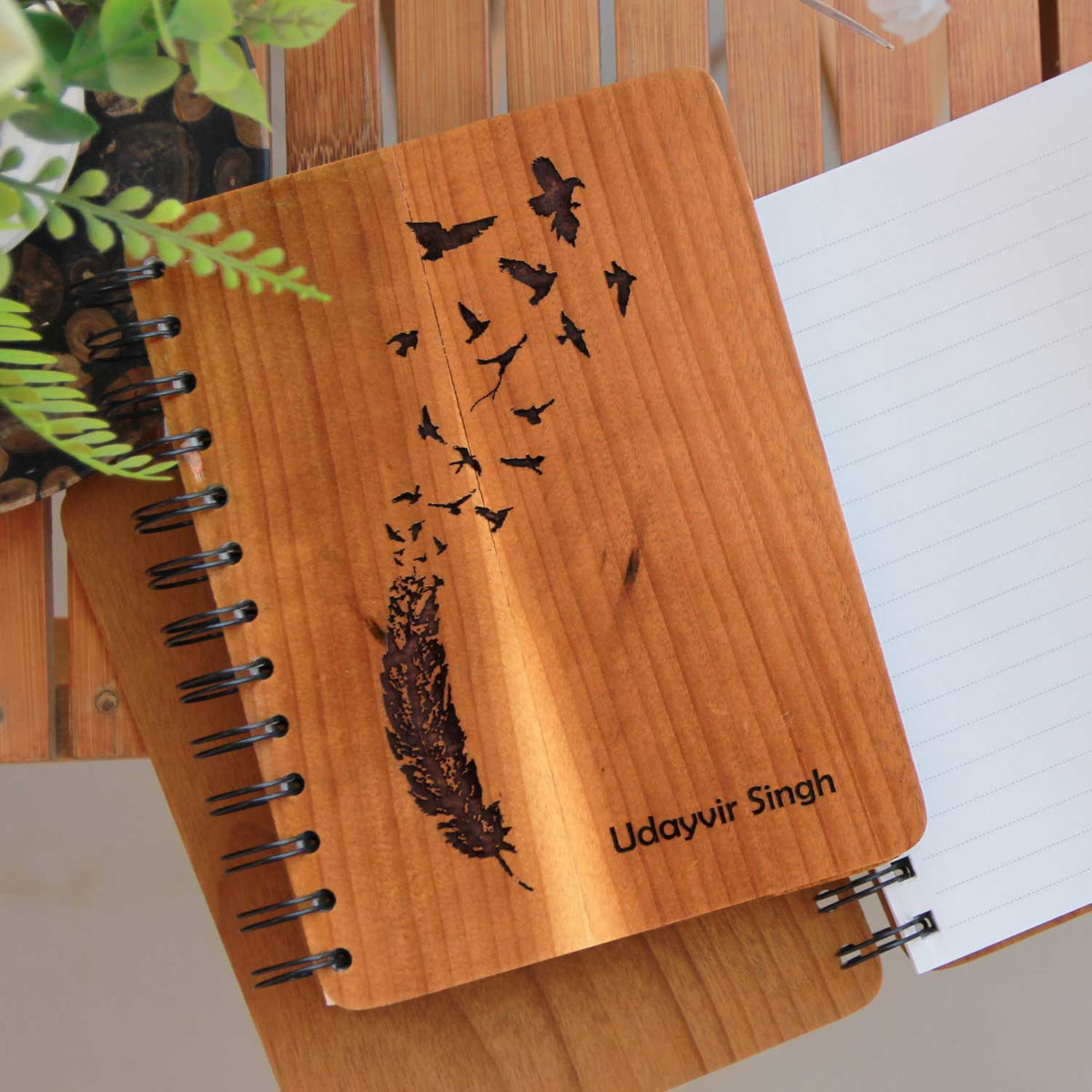 Birds of a Feather - Personalized Wooden Notebook