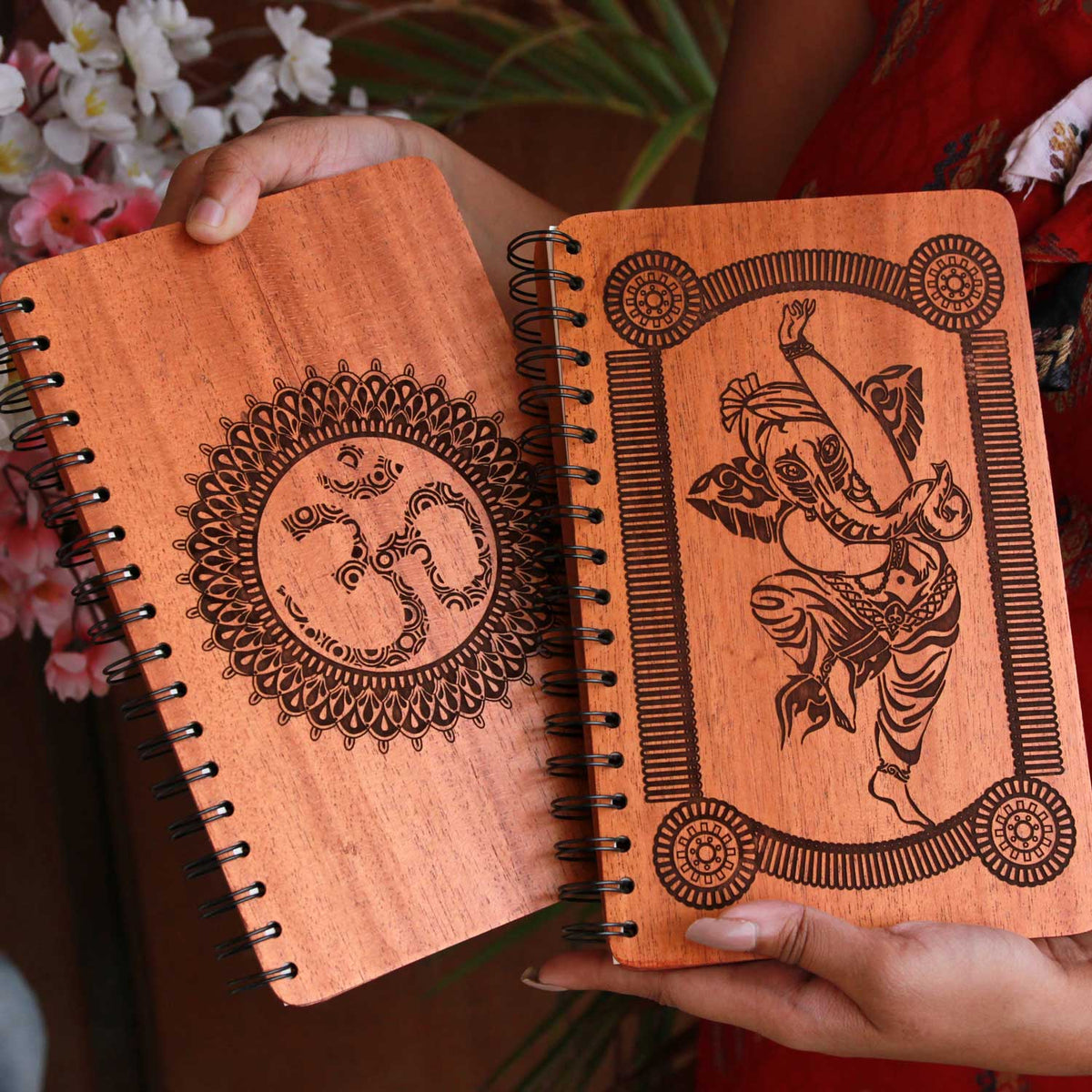 The Dancing Ganesha - Personalized Wooden Notebook