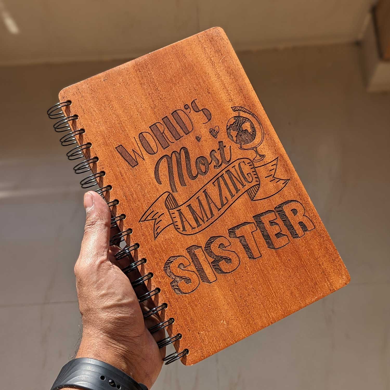 World's Most Amazing Sister - Personalized Wooden Notebook