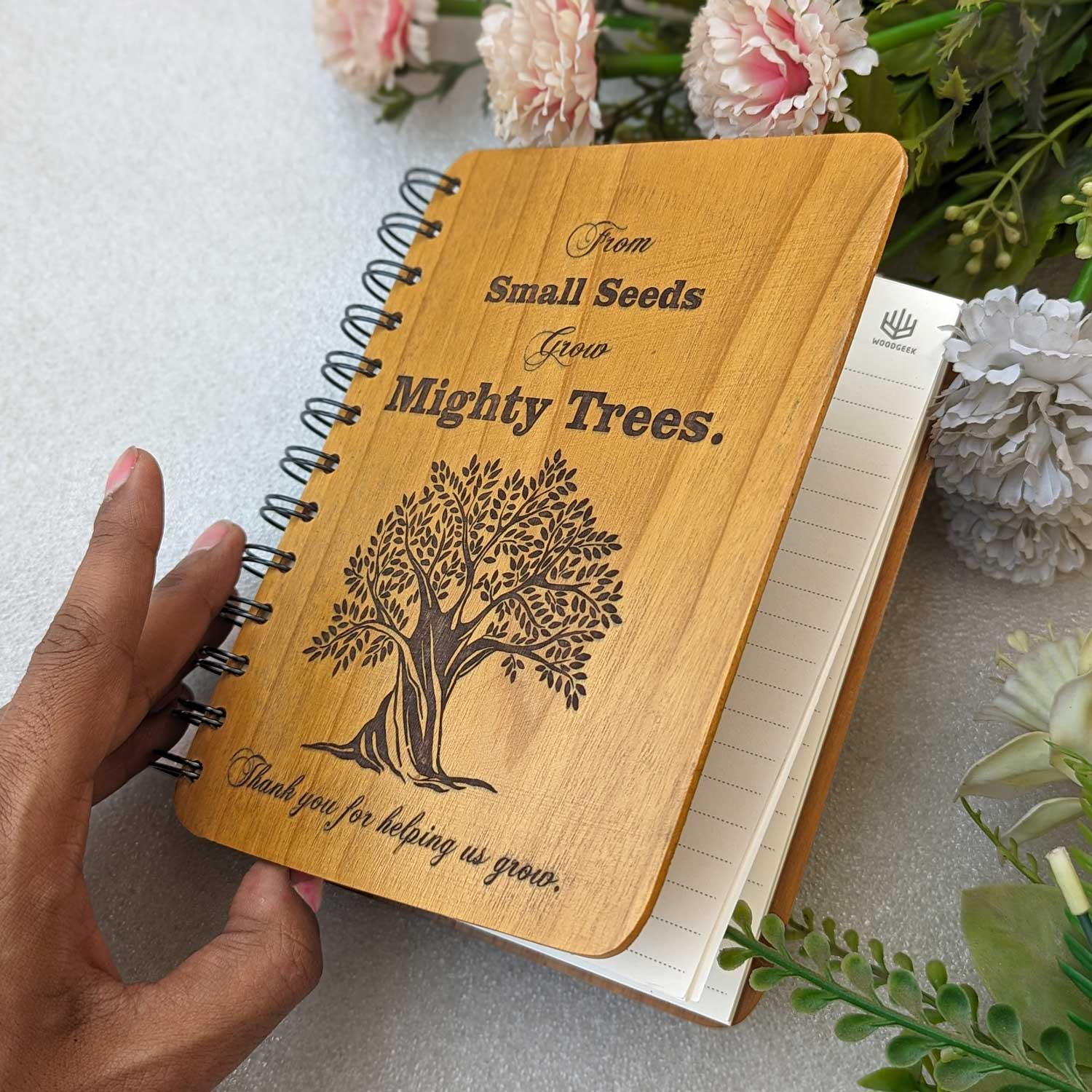 From Small Seeds Grow Mighty Trees - Personalized Wooden Notebook