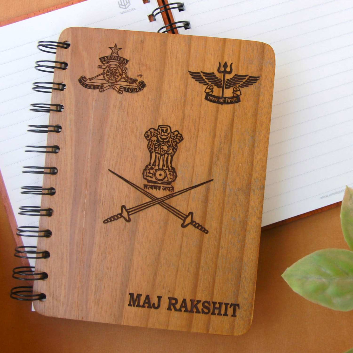 Personalized Wooden Diary for Army Officers &amp; Military Personnel | Custom Engraved Gift