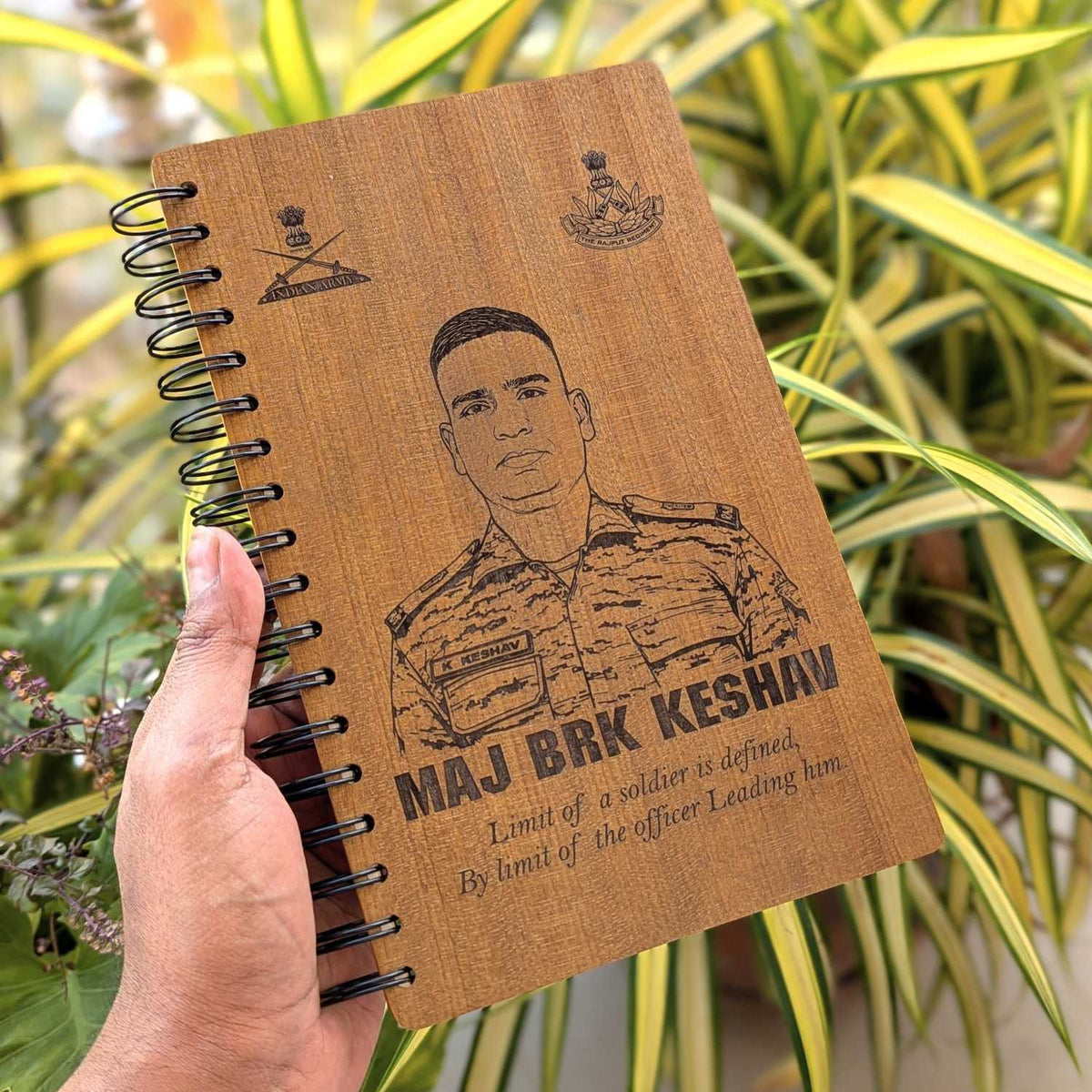 Personalized Wooden Diary for Army Officers &amp; Military Personnel | Custom Engraved Gift Set