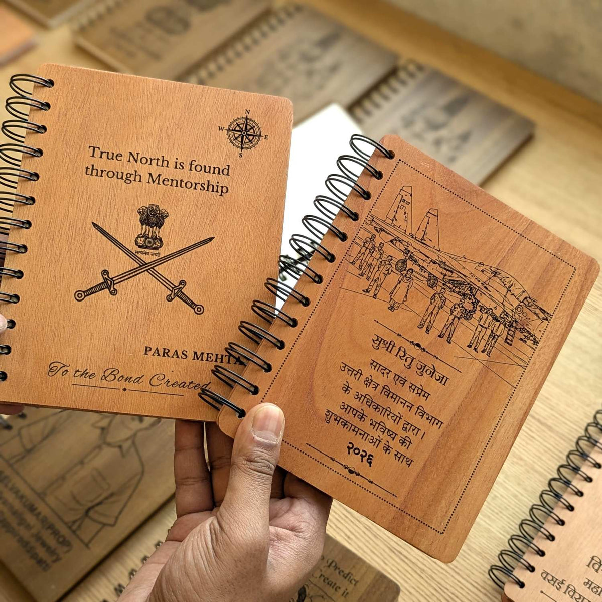 Personalized Wooden Diary for Army Officers &amp; Military Personnel | Custom Engraved Gift Set