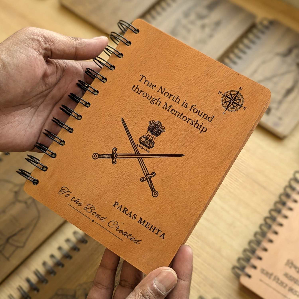 Personalized Wooden Diary for Army Officers &amp; Military Personnel | Custom Engraved Gift Set