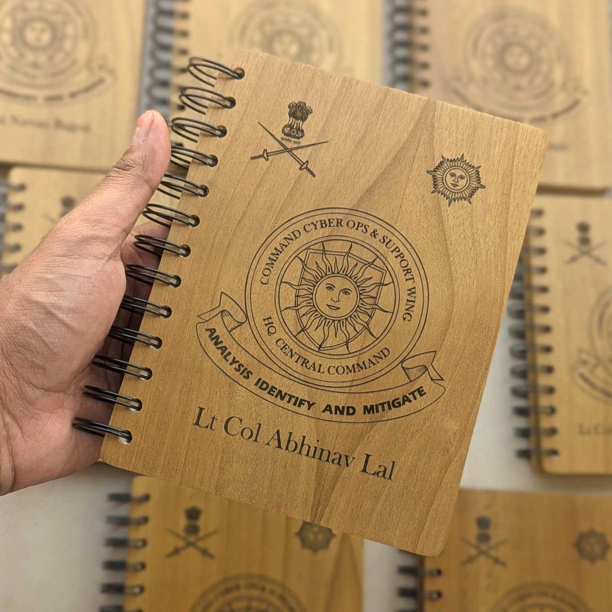 Personalized Wooden Diary for Army Officers &amp; Military Personnel | Custom Engraved Gift Set