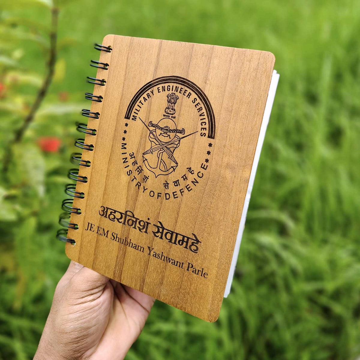 Personalized Wooden Diary for Army Officers &amp; Military Personnel | Custom Engraved Gift Set
