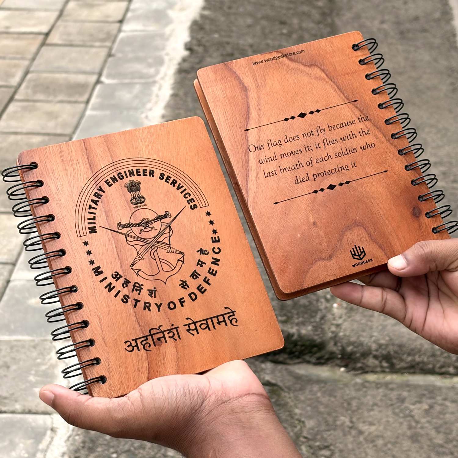 Personalized Wooden Diary for Army Officers & Military Personnel | Custom Engraved Gift Set