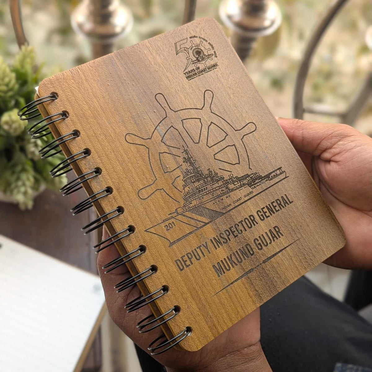 Personalized Wooden Diary for Army Officers &amp; Military Personnel | Custom Engraved Gift Set