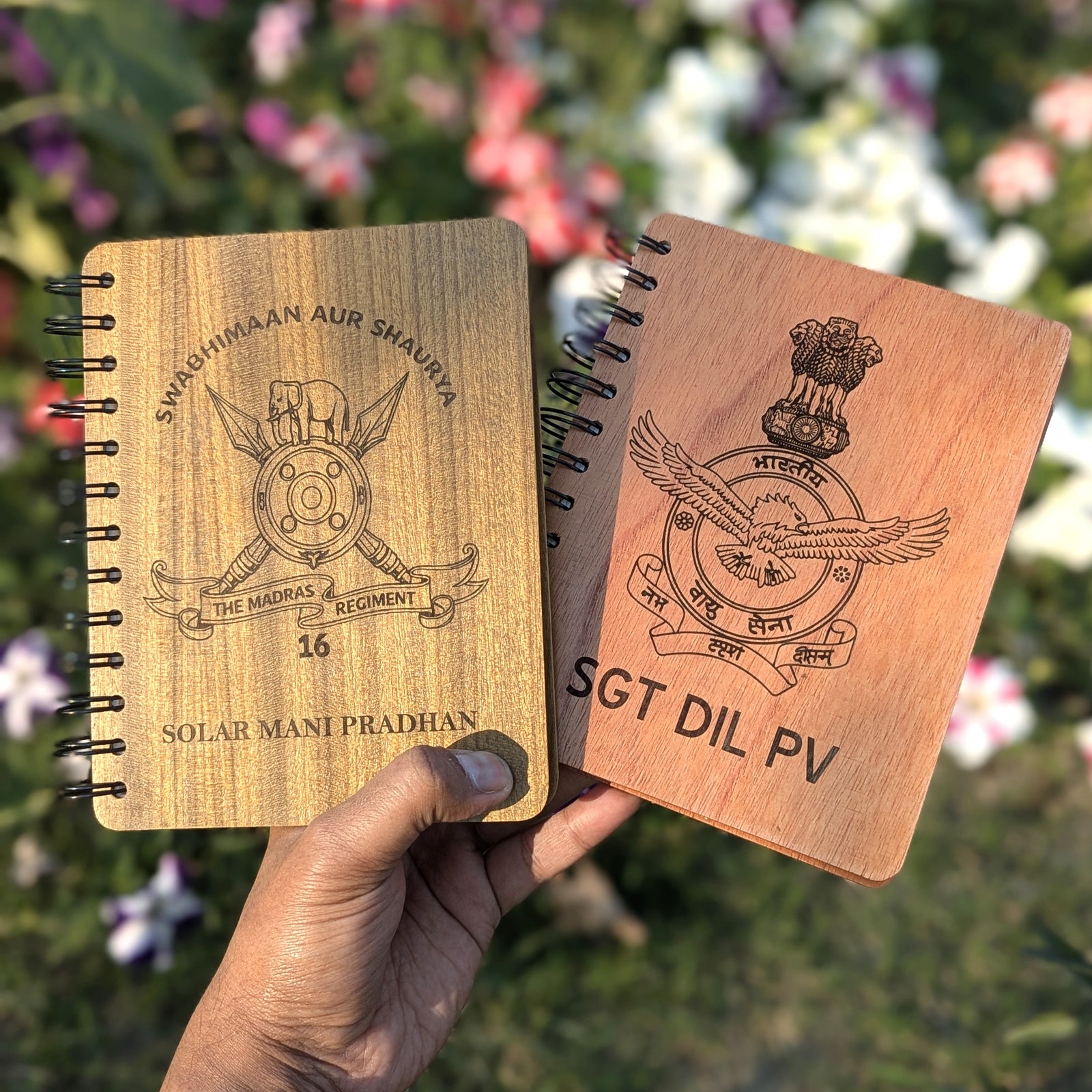 Personalized Wooden Diary for Army Officers & Military Personnel | Custom Engraved Gift Set