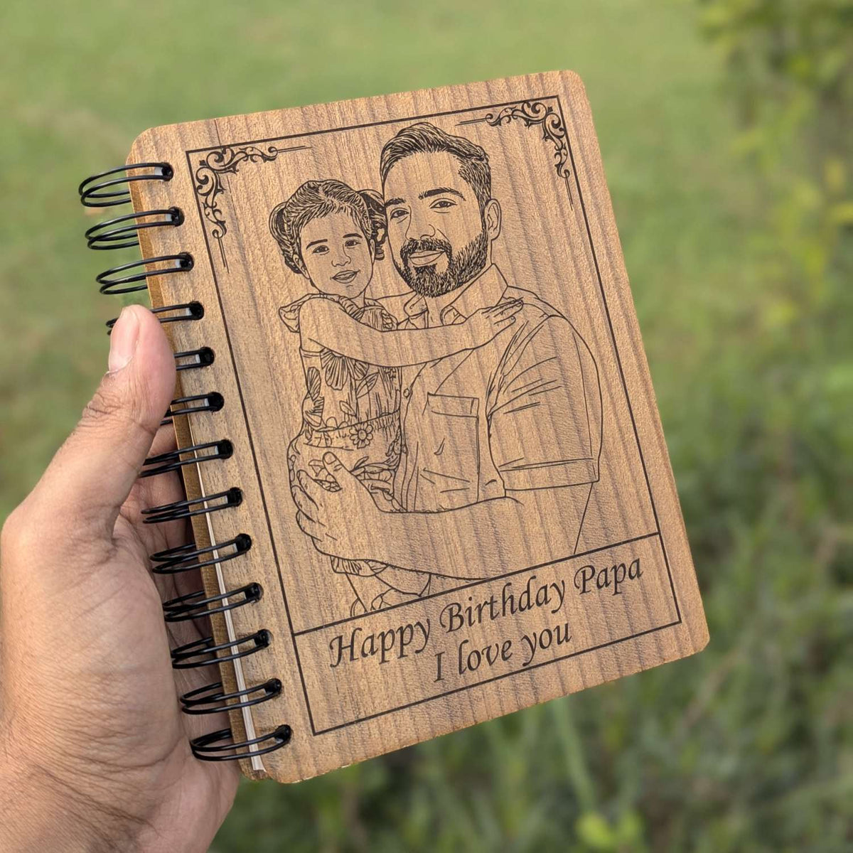 Happy Birthday – Personalized Wood Diary with Engraved Photo &amp; Message