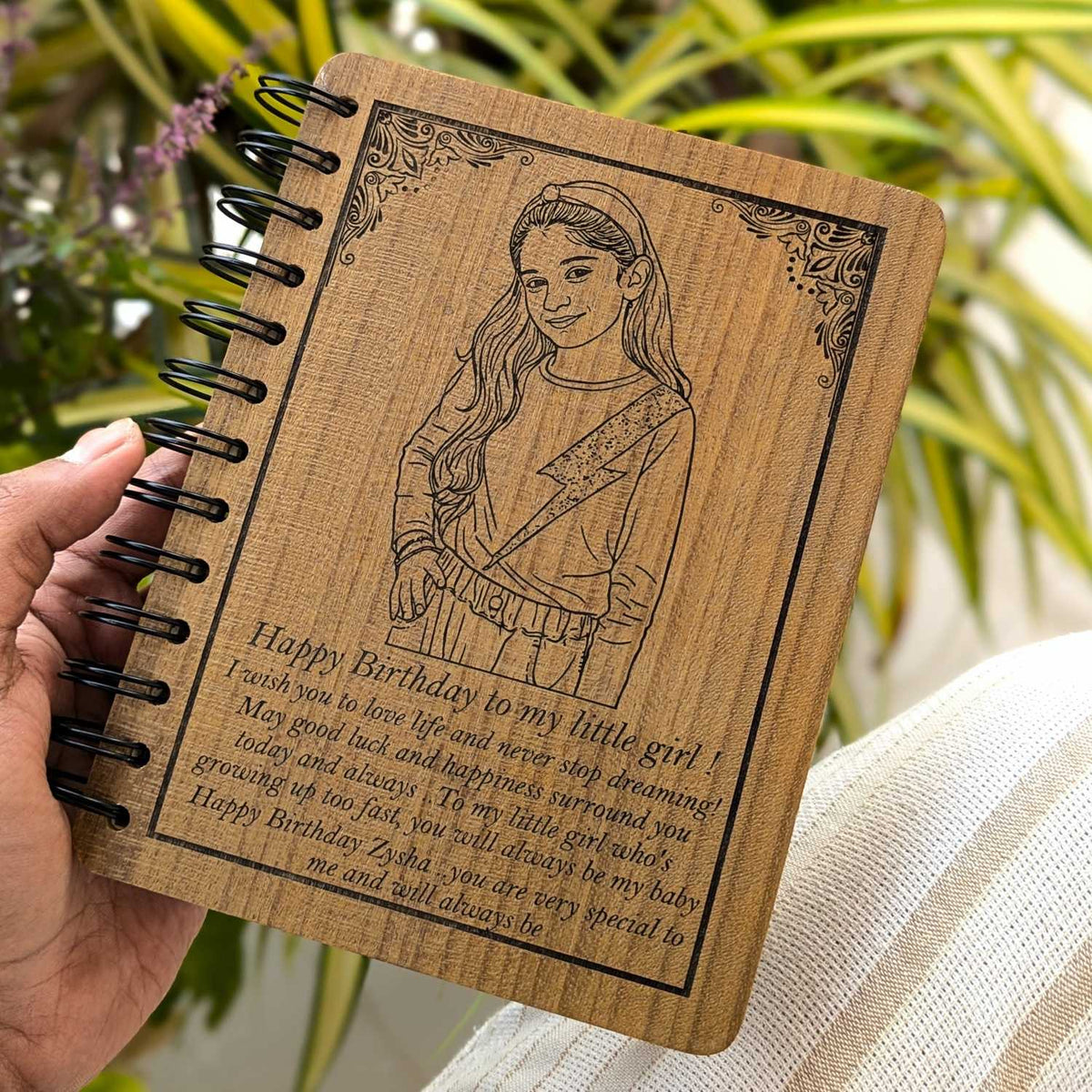Happy Birthday – Personalized Wood Diary with Engraved Photo &amp; Message