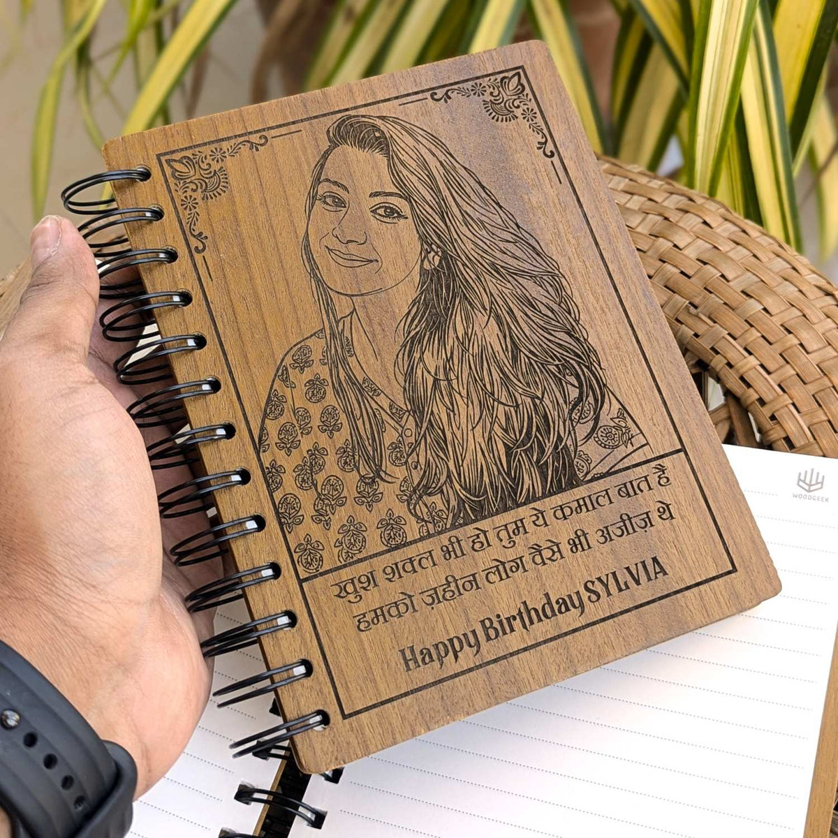 Happy Birthday – Personalized Wood Diary with Engraved Photo &amp; Message