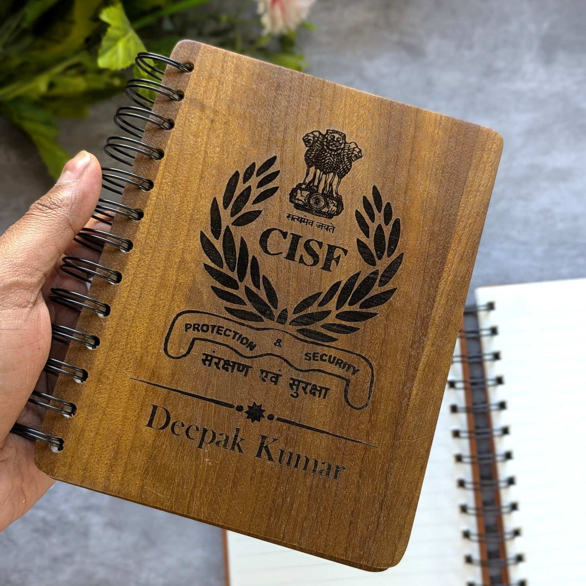 Personalized Wooden Diary for Army Officers &amp; Military Personnel | Custom Engraved Gift Set