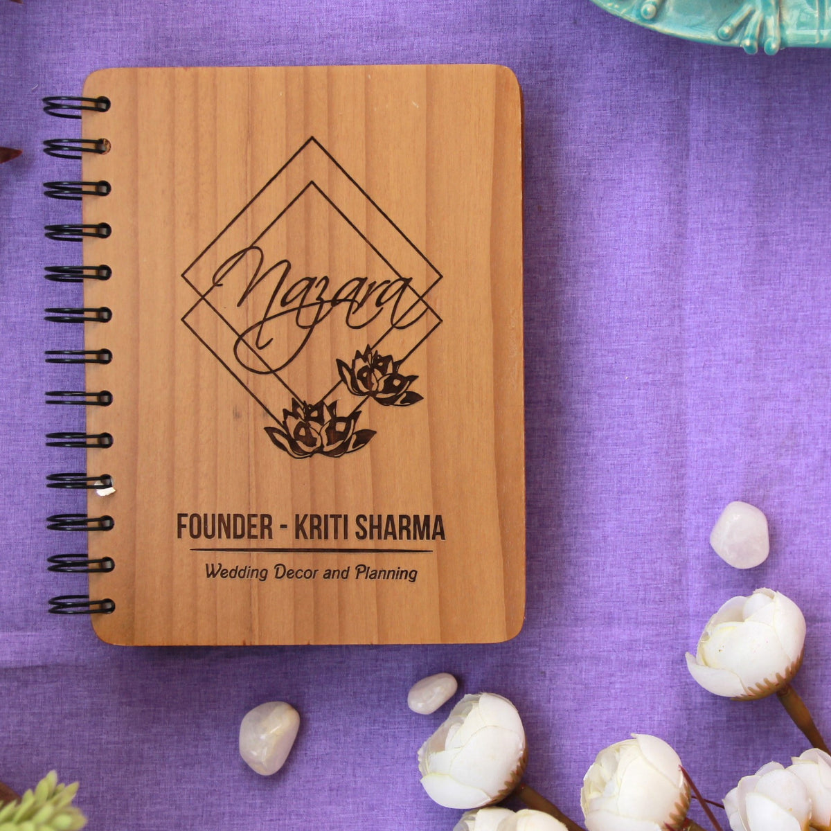 Logo &amp; Name Engraved Personalized Wood Diary | Customised Corporate Diary Gift