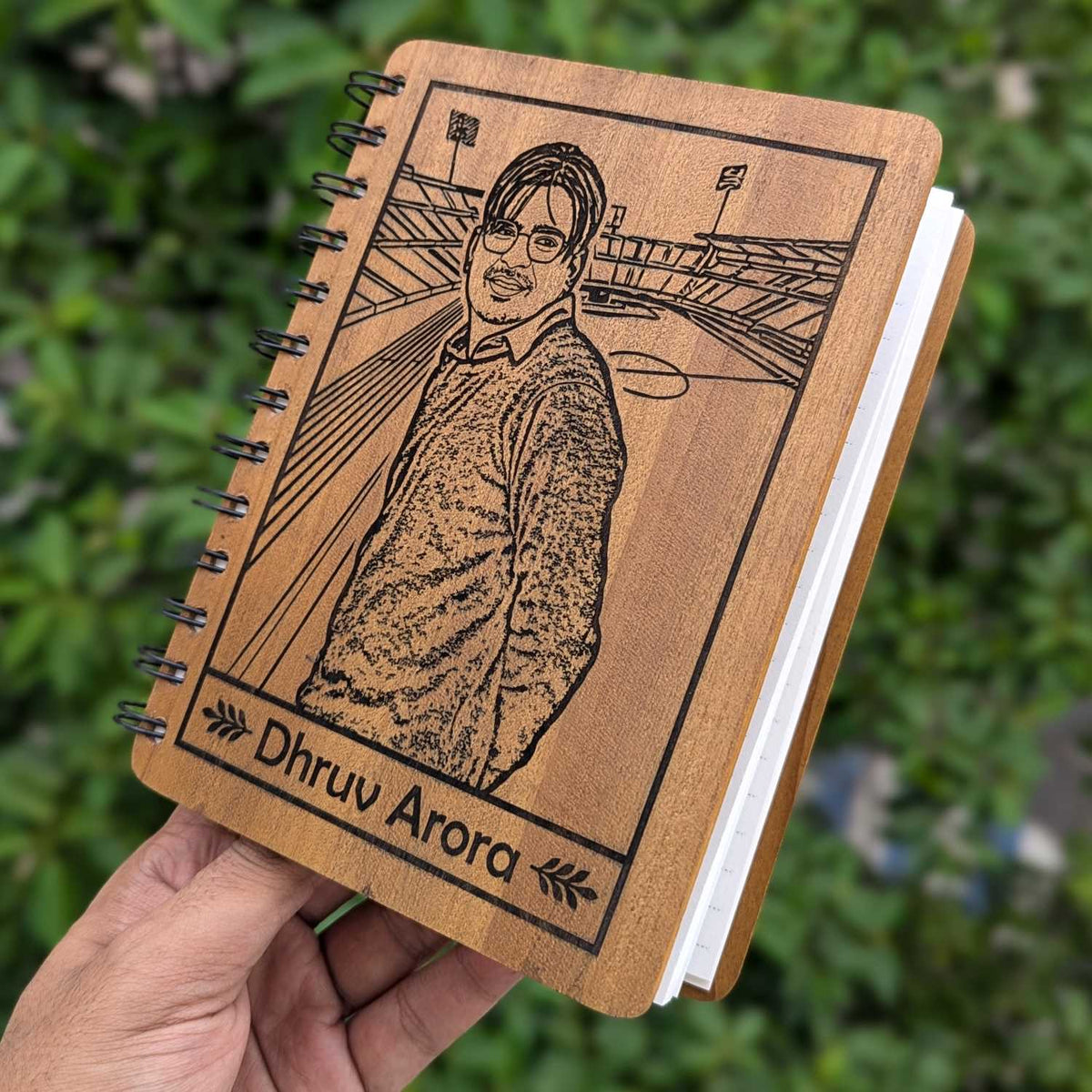 Logo &amp; Name Engraved Personalized Wood Diary | Customised Corporate Diary Gift