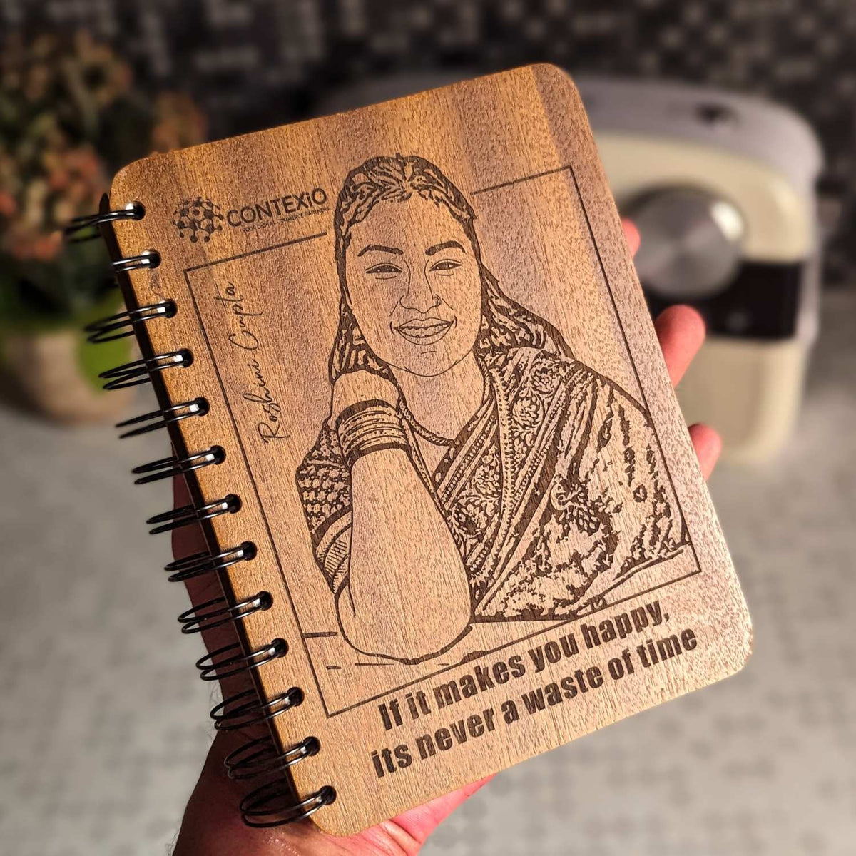 If It Makes You Happy, It&#39;s Not A Waste Of Time  – Personalized Wooden Notebook
