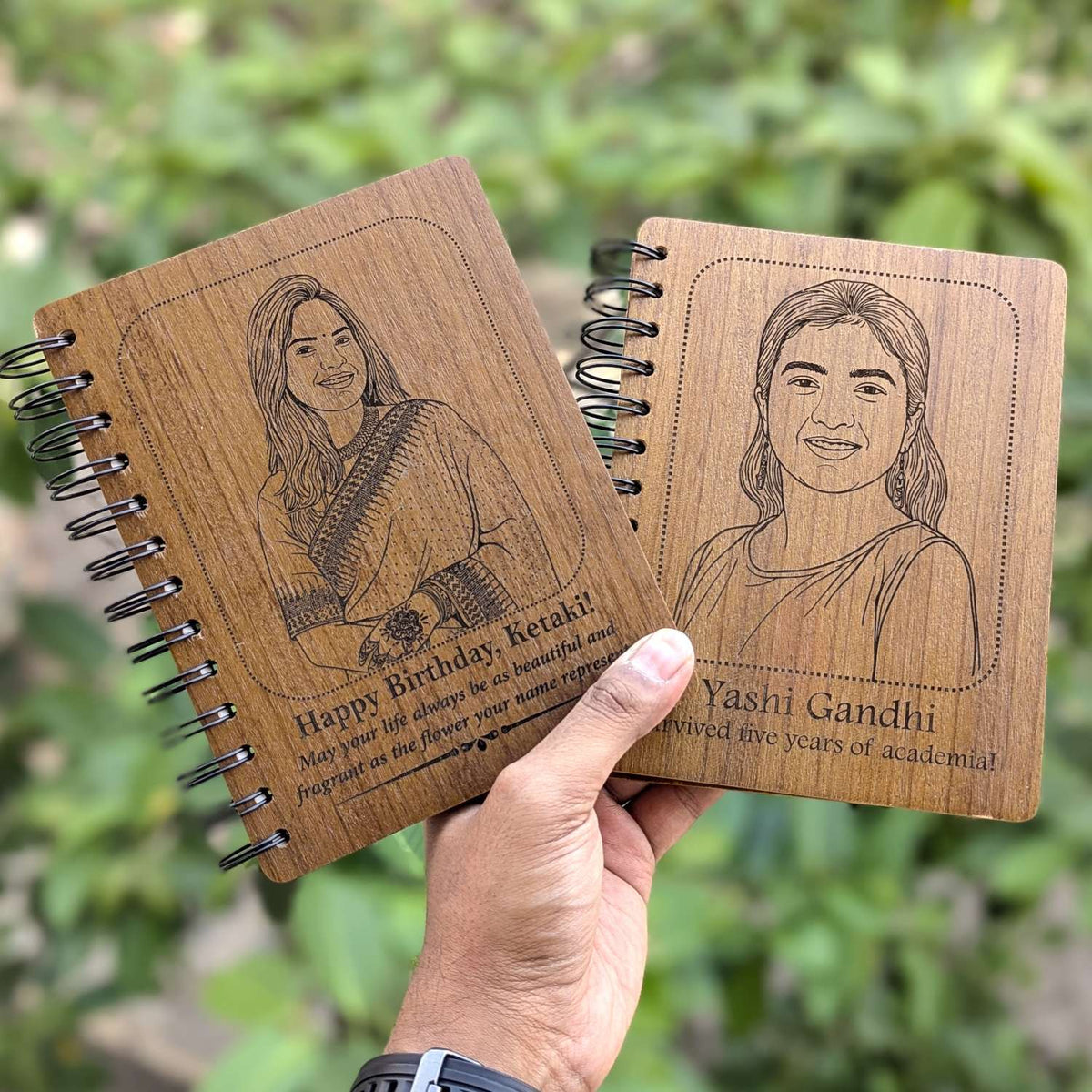 Happy Birthday – Personalized Wood Diary with Engraved Photo &amp; Message