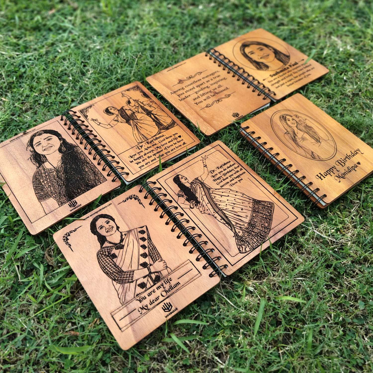 Happy Birthday – Personalized Wood Diary with Engraved Photo &amp; Message