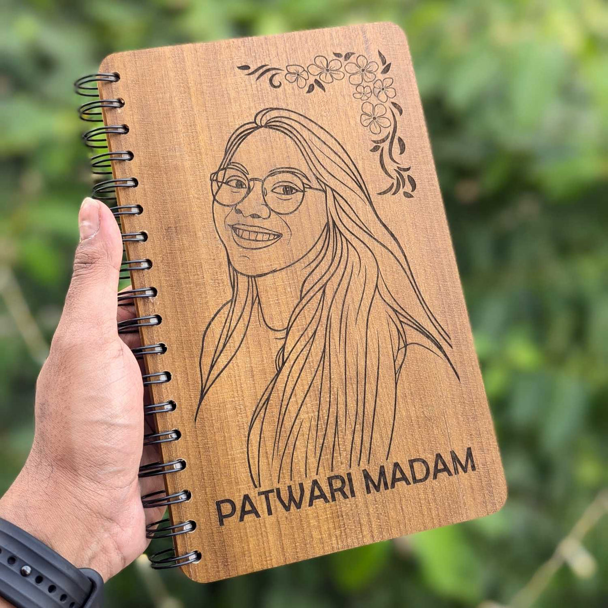 Custom Engraved Diary With Photo For Teachers - Wooden Notebook